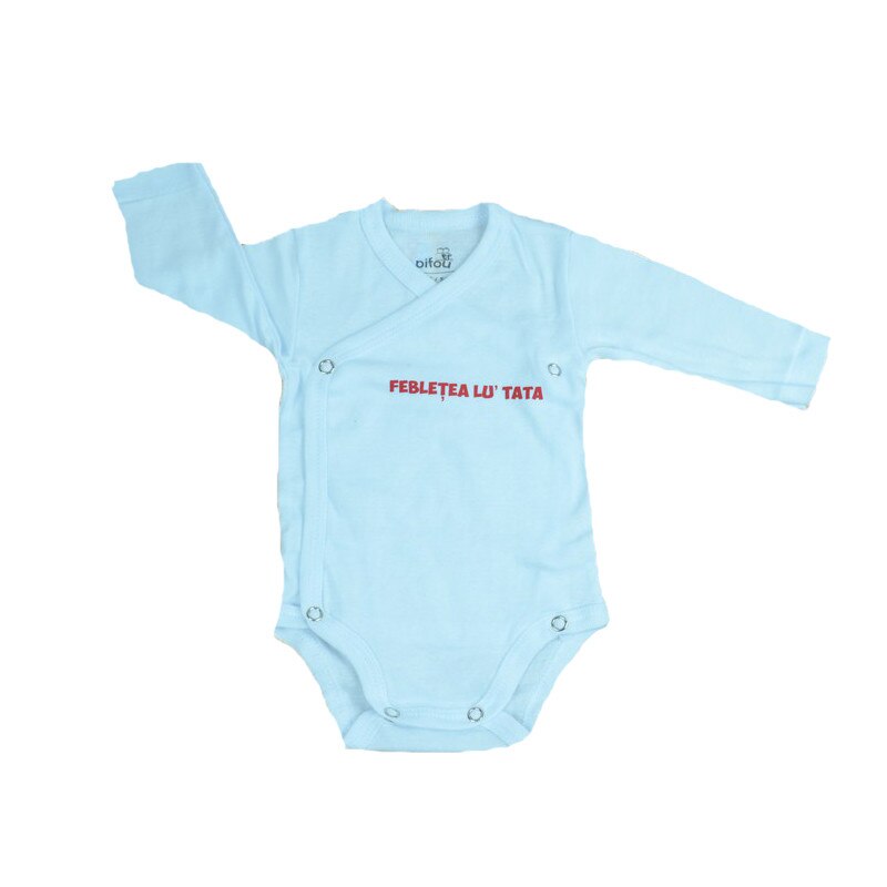 Body cu maneca lunga bebelusi Pifou Model 10 M10-1A, Alb, 54-58 cm