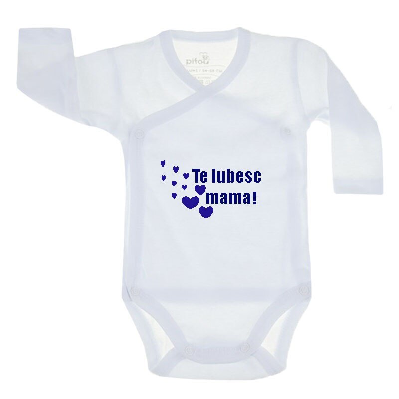 Body cu maneca lunga pentru copii Pifou Model 10 ML M10ML2-A4, Alb, 54-58 cm