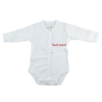 Body cu maneca lunga pentru fete Pifou Model 11 M11-AL-8, Alb, 46-50 cm Body cu maneca lunga pentru fete Pifou Model 11 M11-AL-8, Alb, 46-50 cm