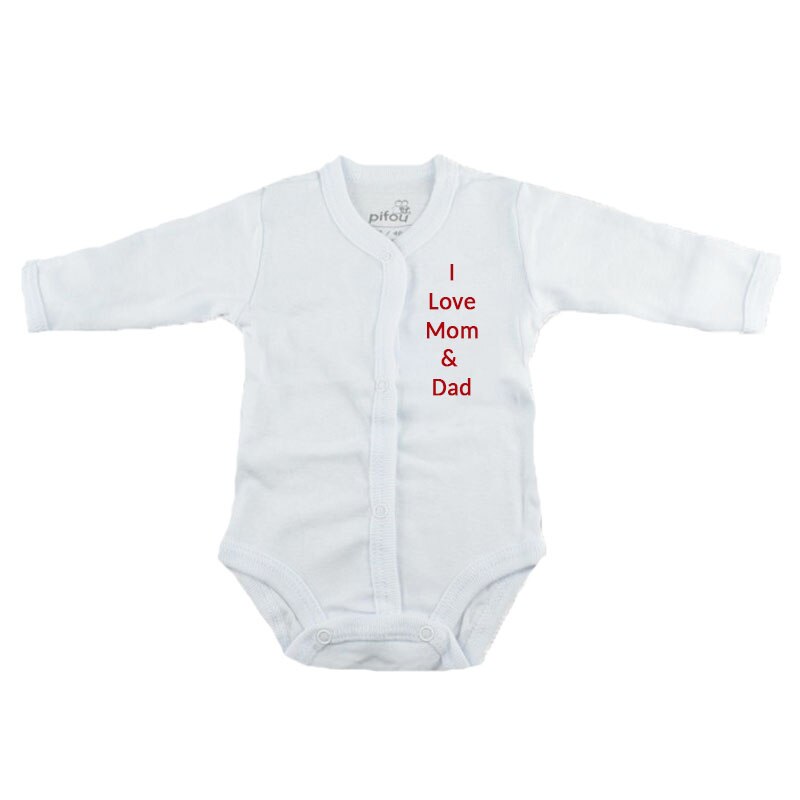 Body cu maneca lunga pentru copii Pifou Model 11 M11-AL-7, Alb, 46-50 cm