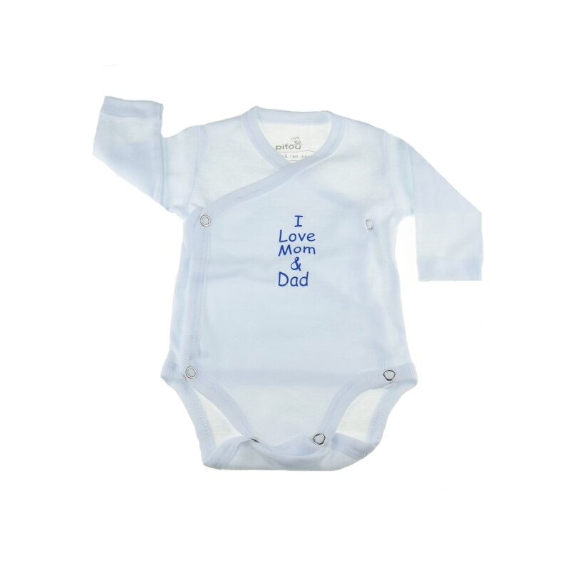 Body cu maneca lunga baieti Pifou Model 10 ML M10ML5-A, Alb