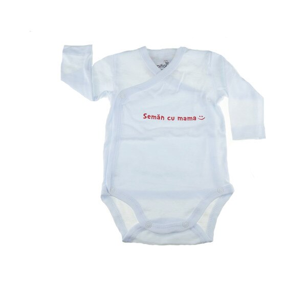Body cu maneca lunga copii Pifou Model 10 ML M10ML7-A1, Alb 70-76 cm