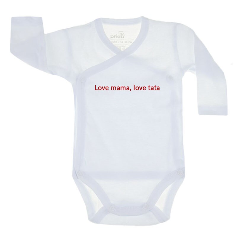 Body cu maneca lunga pentru copii Pifou Model 10 ML M10-ML6-11, Alb, 54-58 cm