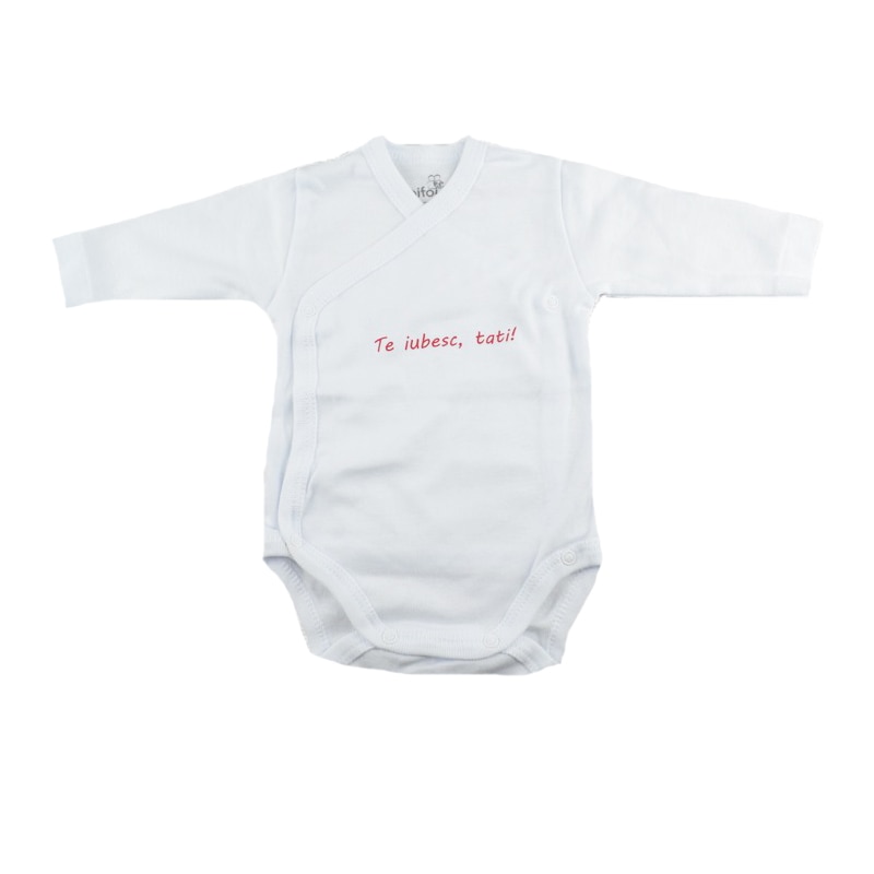 Body cu maneca lunga pentru copii Pifou Model 10 ML M10-ML4, Alb, 62-66 cm