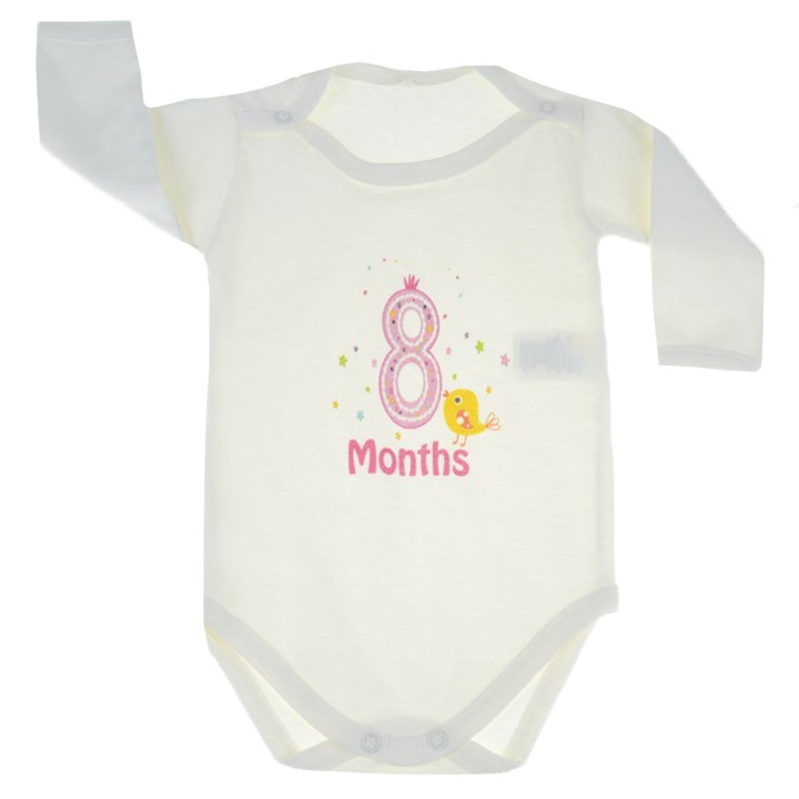 Body cu maneca lunga pentru fete Mini Junior MJ-26-74-cm, Crem 74 CM