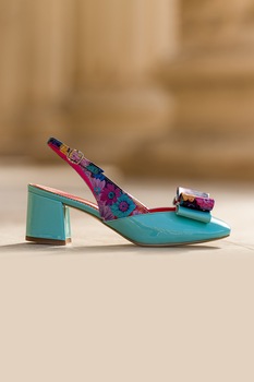 CONDUR by alexandru, Pantofi slingback de piele si piele lacuita Joy CONDUR by alexandru, Pantofi slingback de piele si piele lacuita Joy