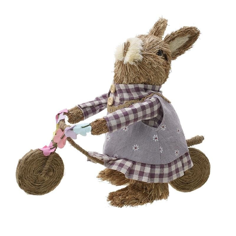 Iepuras decor cu Bicicleta 27 cm x 30 cm multicolor