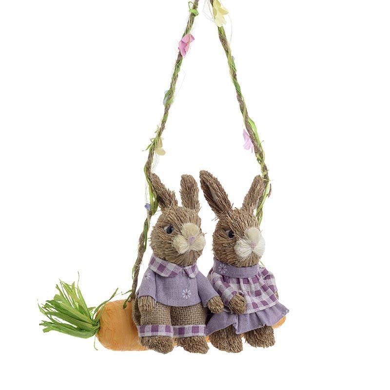 Decoratiune suspendata Rabbits in Swing 28 cm x 50 cm