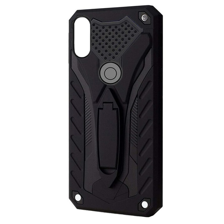 Husa G-TechShield compatibila cu Huawei P Smart 2019, Armor Antishock, 360 Defender, Protectie sporita, Suport tip stand, Charcoal Black