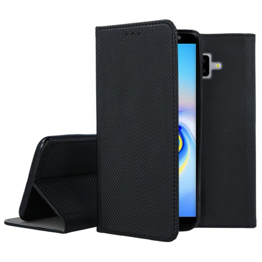 Husa tip carte compatibila cu Samsung Galaxy J6 Plus, premium book G-Tech, inchidere magnetica, buzunar card, Negru