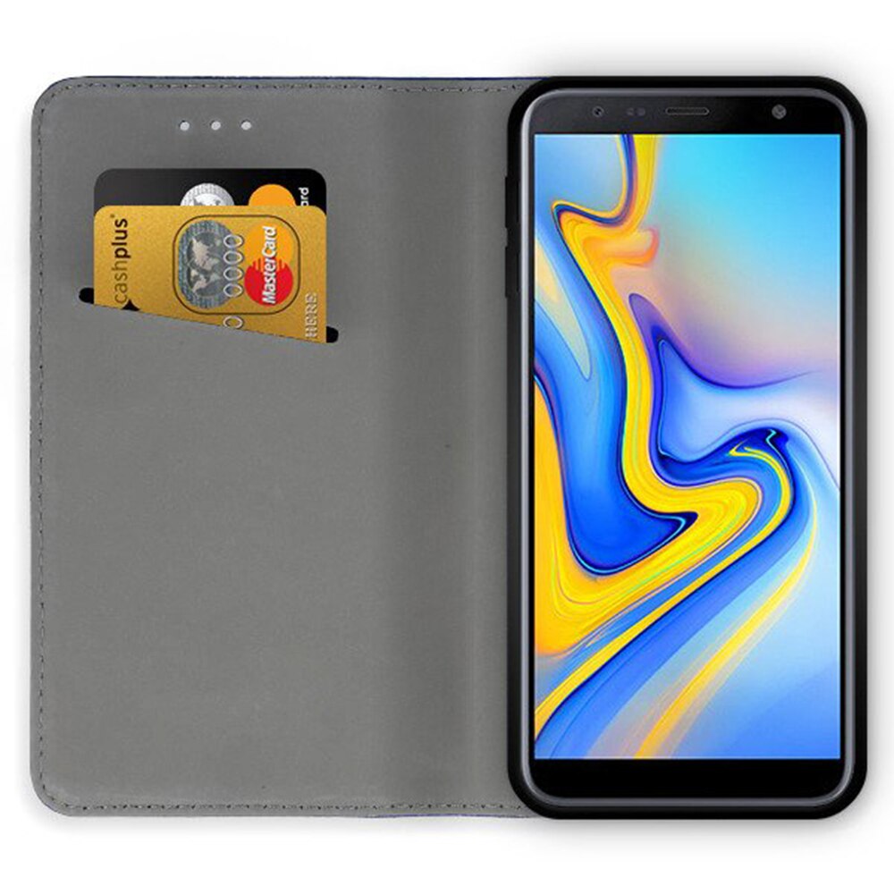 Husa tip carte compatibila cu Samsung Galaxy J6 Plus, premium book G-Tech, inchidere magnetica, buzunar card, Negru