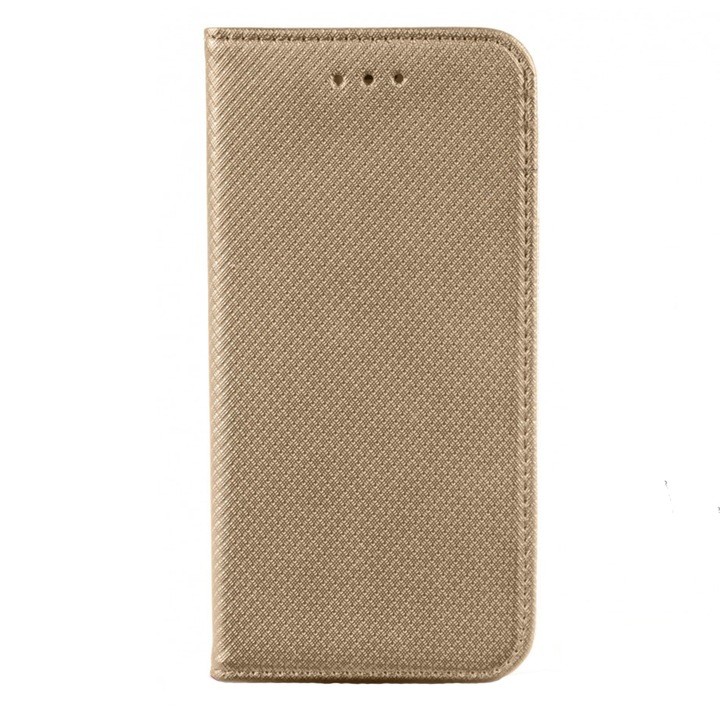Калъф тип книга, съвместим с Alcatel 1S 2020, G-Tech Book, магнитно затваряне, джоб за карта, първокласна стойка, златист