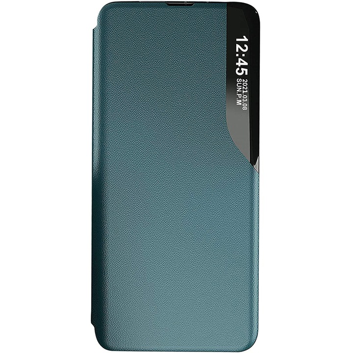 Кожен калъф Flip Cover за Xiaomi MI 10T Pro 5G Unique S-View, Optim Close, Magnetic Smart Stand, Green