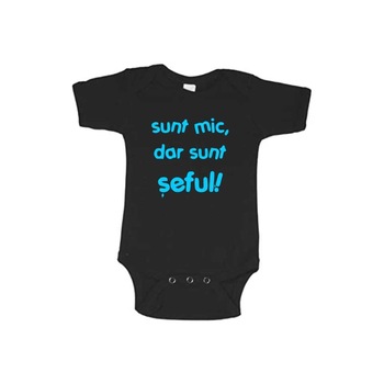 Body copii personalizat, Seful, Negru Body copii personalizat, Seful, Negru