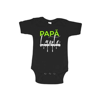 Body copii personalizat, Papa Lapte, Negru Body copii personalizat, Papa Lapte, Negru