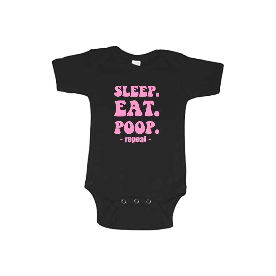 Body copii personalizat, Sleep Eat Poop, Negru