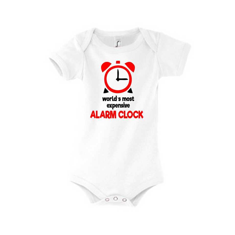 Body copii personalizat, Alarm Clock, Alb