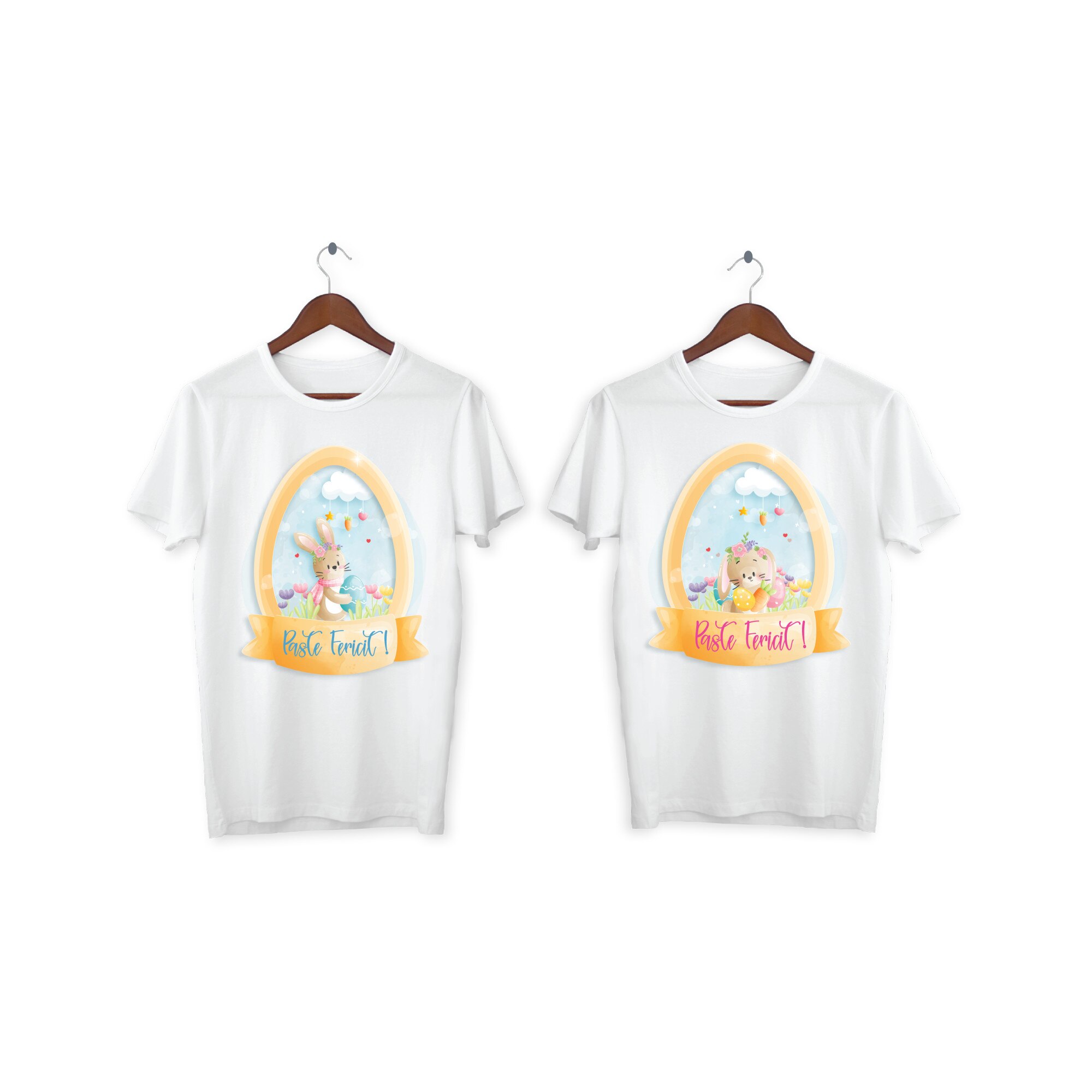 Set 2 tricouri cuplu personalizate Paste, My Way, 1AI, Alb, 100% bumbac, S