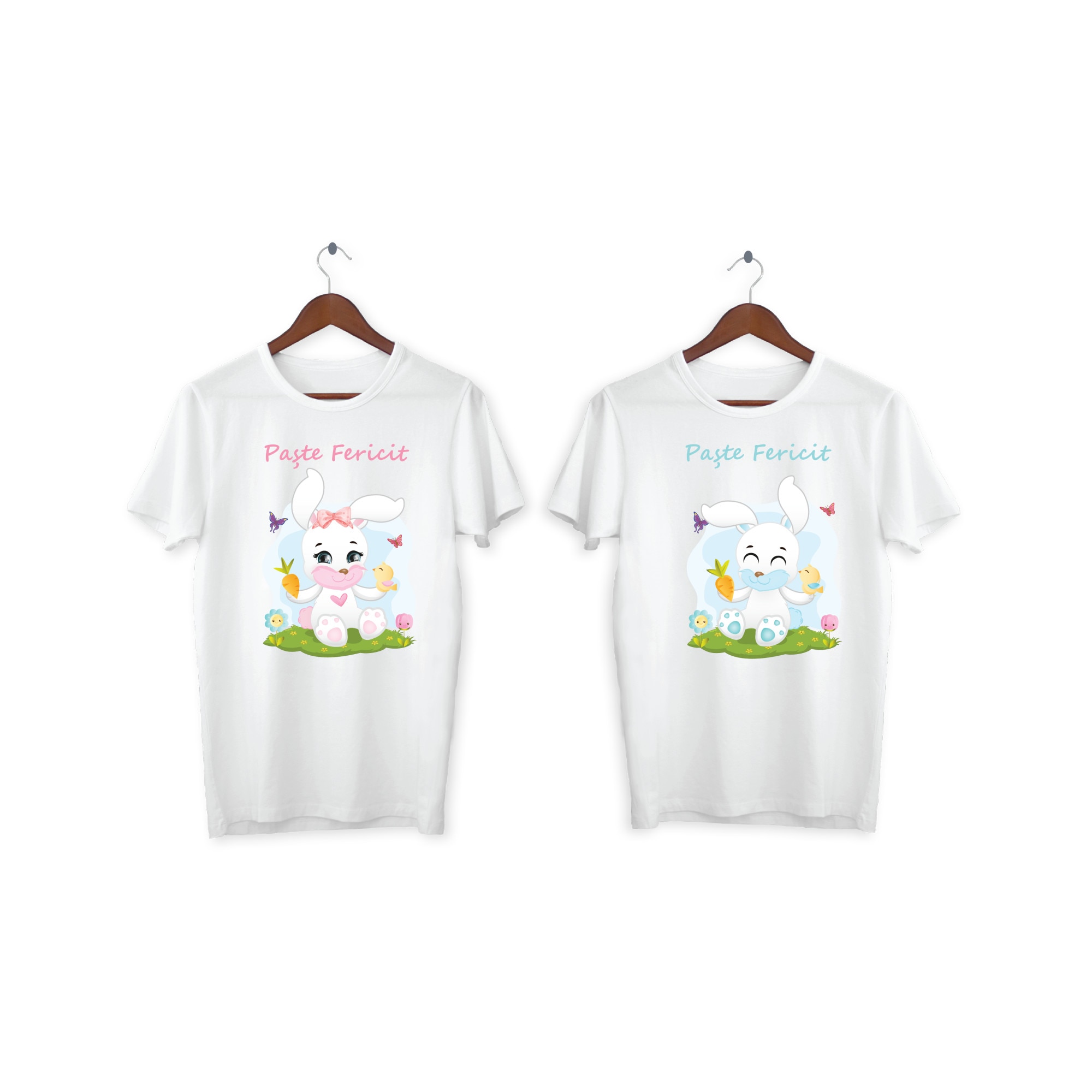 Set 2 tricouri cuplu personalizate Paste, My Way, 2AI, Alb, 100% bumbac, S