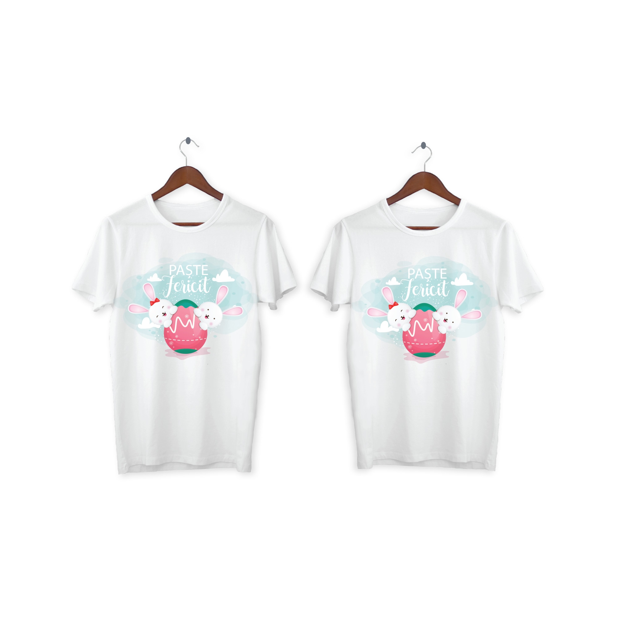 Set 2 tricouri cuplu personalizate Paste, My Way, 12AI, Alb, 100% bumbac, S