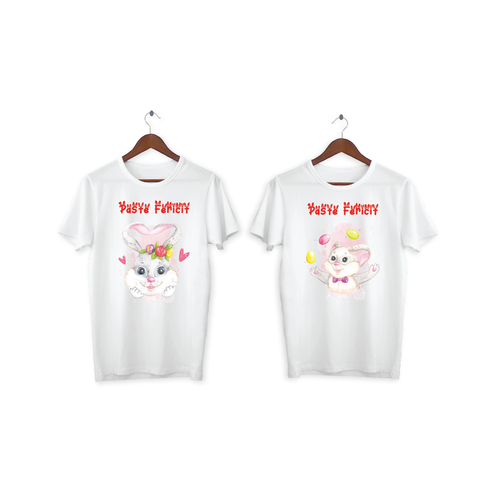 Set 2 tricouri cuplu personalizate Paste, My Way, 9AI, Alb, 100% bumbac, S