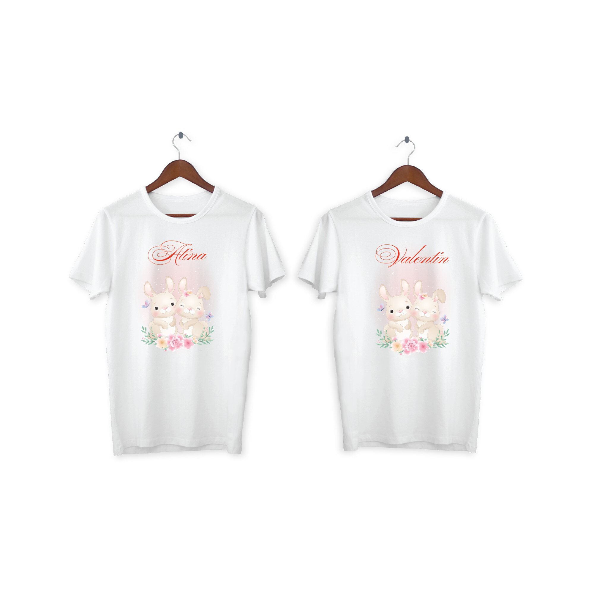 Set 2 tricouri cuplu personalizate Paste, My Way, 17AI, Alb, 100% bumbac, S