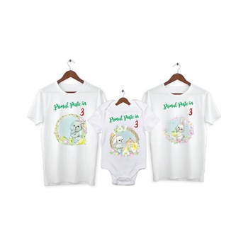 Set 2 tricouri si 1 body personalizate Primul Paste, My Way, 27AI, Alb, 100% bumbac, S Set 2 tricouri si 1 body personalizate Primul Paste, My Way, 27AI, Alb, 100% bumbac, S