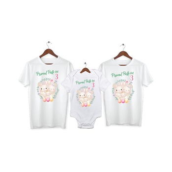 Set 2 tricouri si 1 body personalizate Primul Paste, My Way, 30AI, Alb, 100% bumbac, S Set 2 tricouri si 1 body personalizate Primul Paste, My Way, 30AI, Alb, 100% bumbac, S