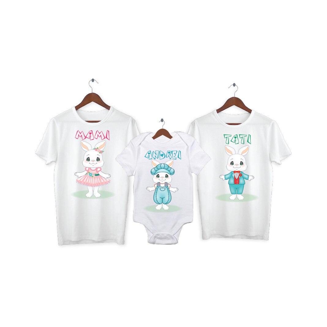 Set 2 tricouri si 1 body personalizate Paste, My Way, 39AI, Alb, 100% bumbac, S