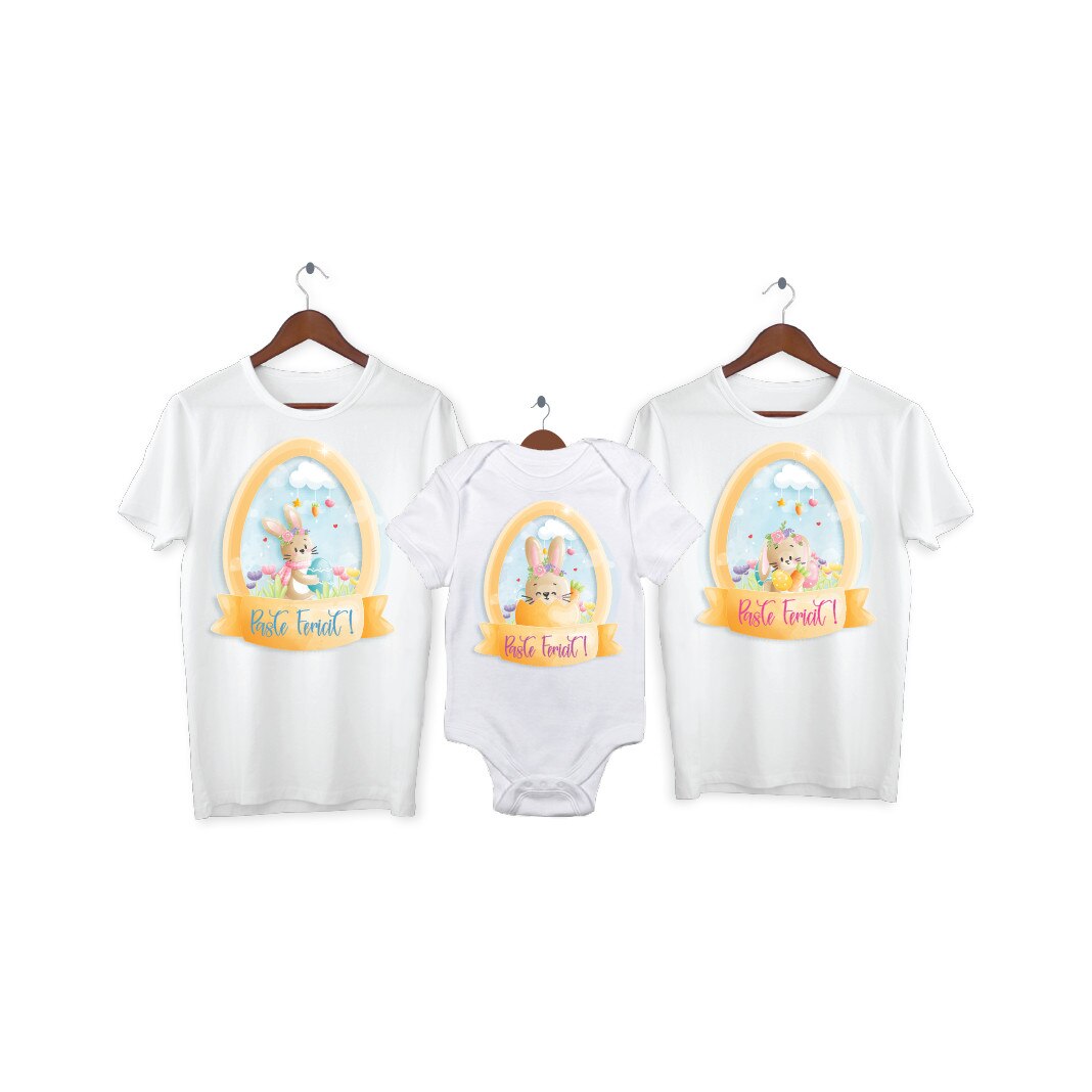 Set 2 tricouri si 1 body personalizate Paste Fericit, My Way, 40AI, Alb, 100% bumbac, S