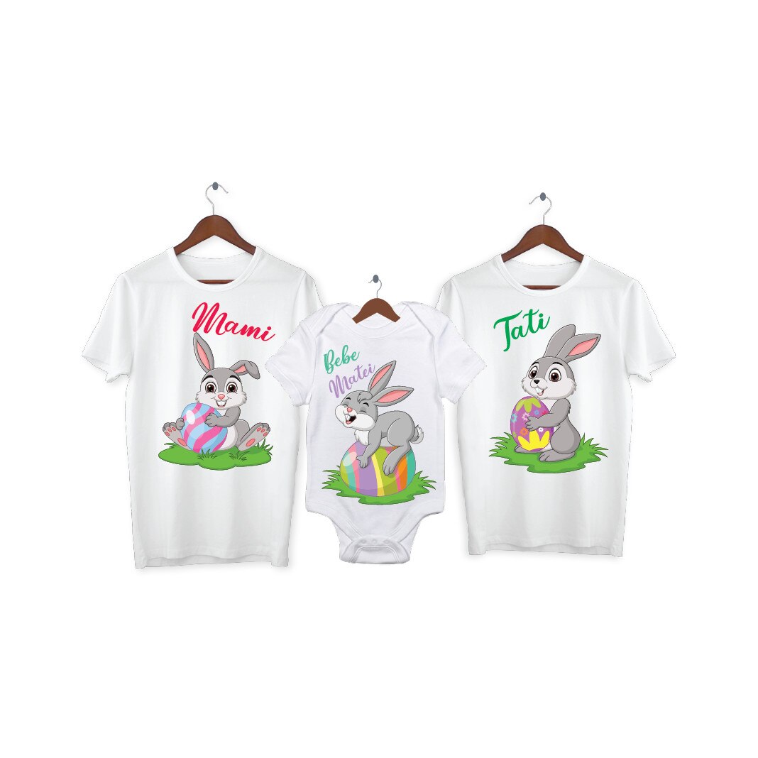 Set 2 tricouri si 1 body personalizate Paste, My Way, 52AI, Alb, 100% bumbac, S