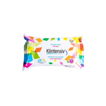 Pachet servetele umede dezinfectante pentru suprafete, Klintensiv, 80 bucati Pachet servetele umede dezinfectante pentru suprafete, Klintensiv, 80 bucati