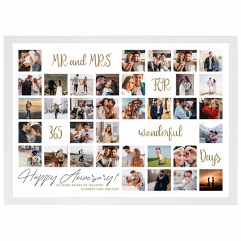 Tablou personalizat cu 35 Poze de dragoste, 365 zile, cadou de nunta sau aniversare, din lemn natural, Priti Global , Alb, A3, 30 x 42 cm Tablou personalizat cu 35 Poze de dragoste, 365 zile, cadou de nunta sau aniversare, din lemn natural, Priti Global , Alb, A3, 30 x 42 cm