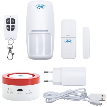 Sistem de alarma wireless PNI Safe House PG600, sistem inteligent de securitate pentru casa, conectare wireless, alarma antiefractie, alarma fara fir, alerta inteligenta prin aplicatia TUYA iOS / Android, compatibil cu Alexa si Google Assistant Sistem de alarma wireless PNI Safe House PG600, sistem inteligent de securitate pentru casa, conectare wireless, alarma antiefractie, alarma fara fir, alerta inteligenta prin aplicatia TUYA iOS / Android, compatibil cu Alexa si Google Assistant