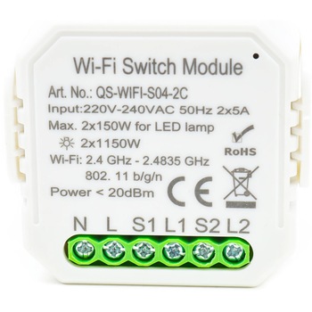 Releu inteligent PNI SafeHome PT82C 2 canale, WiFi, 2x5A, comanda prin internet, aplicatie de mobil Tuya Smart, integrare in scenarii si automatizari smart cu alte produse compatibile Tuya, Alexa si Google Assistant Releu inteligent PNI SafeHome PT82C 2 canale, WiFi, 2x5A, comanda prin internet, aplicatie de mobil Tuya Smart, integrare in scenarii si automatizari smart cu alte produse compatibile Tuya, Alexa si Google Assistant