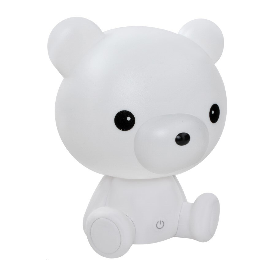 Lampa multifunctionala pentru copii, Iso Trade, Model ursulet, 3 moduri de iluminare, LED, USB, 240 V, 25 cm, Alb