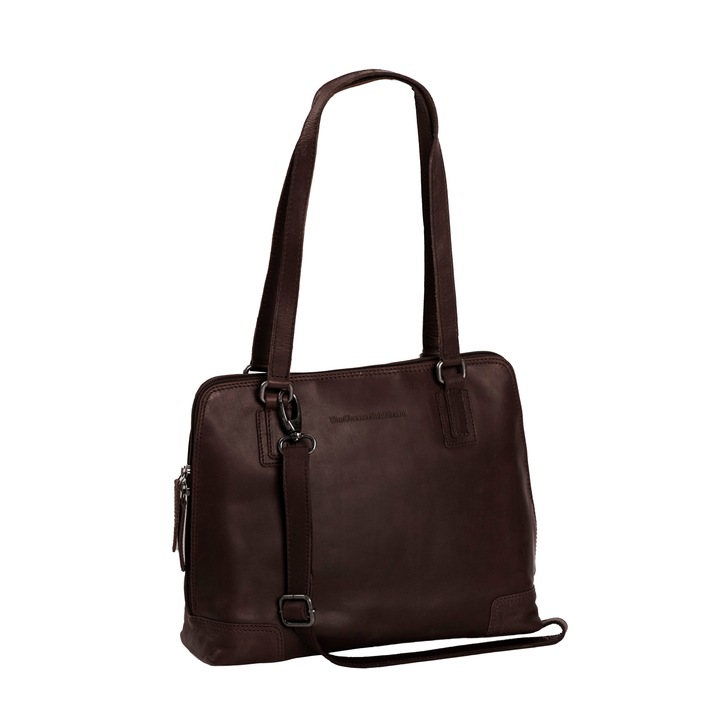 Geanta de laptop din piele naturala, The Chesterfield Brand, Manon, 14 inch, Maro inchis