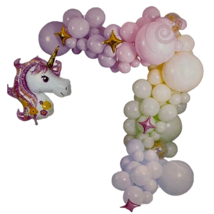 Kit aranjament arcada macaron unicorn 79 buc