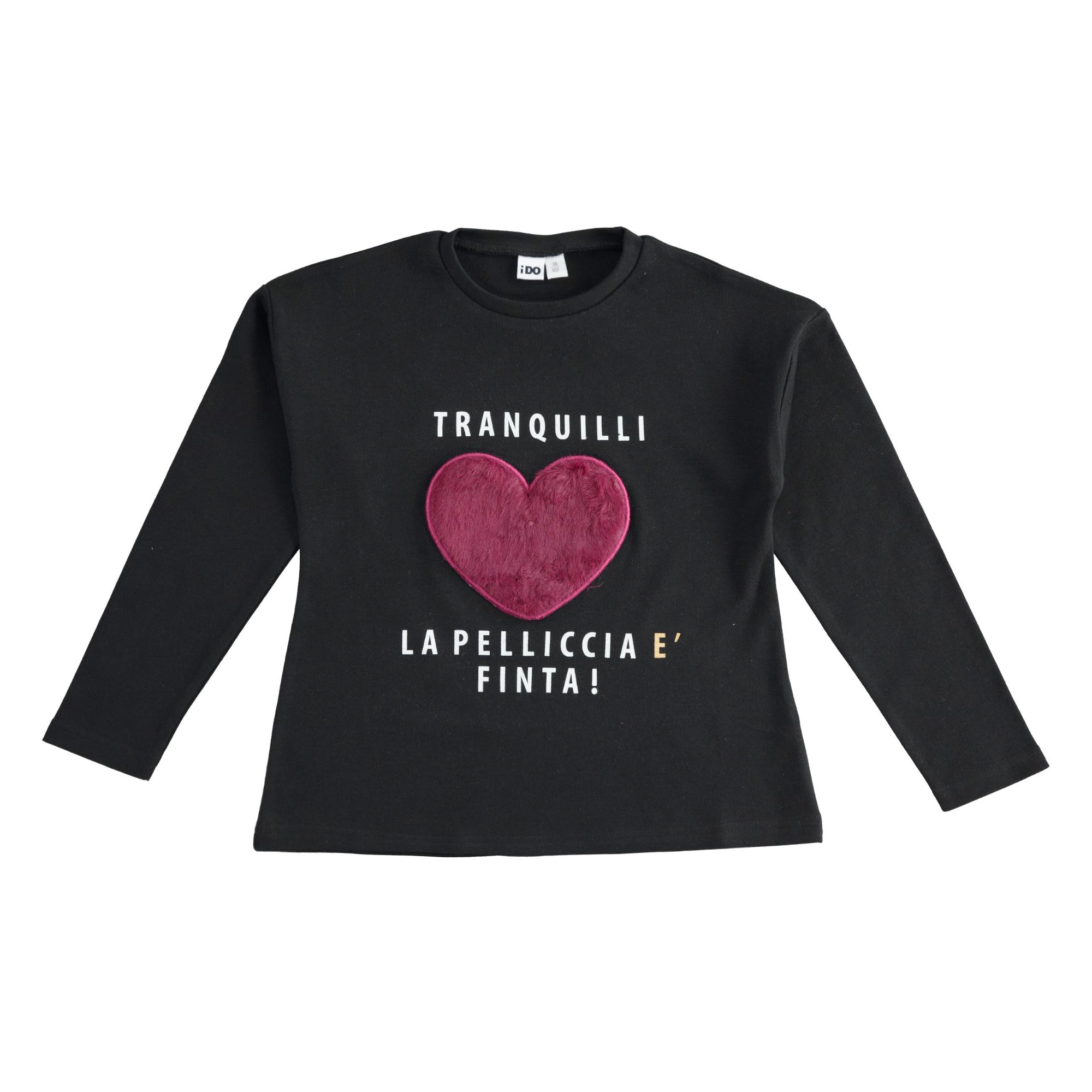 Tricou iDO fete, inima grena blanita, negru