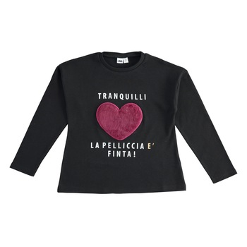 Tricou iDO fete, inima grena blanita, negru Tricou iDO fete, inima grena blanita, negru