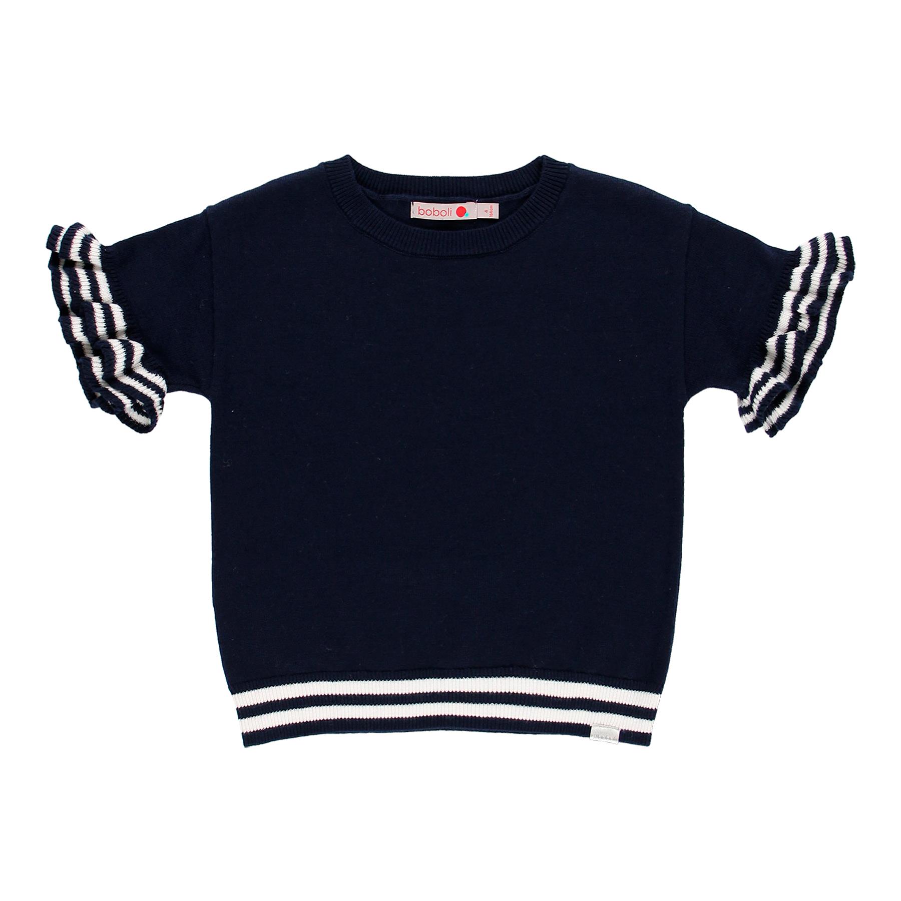 Tricou maneca scurta fete Boboli, tricot, navy