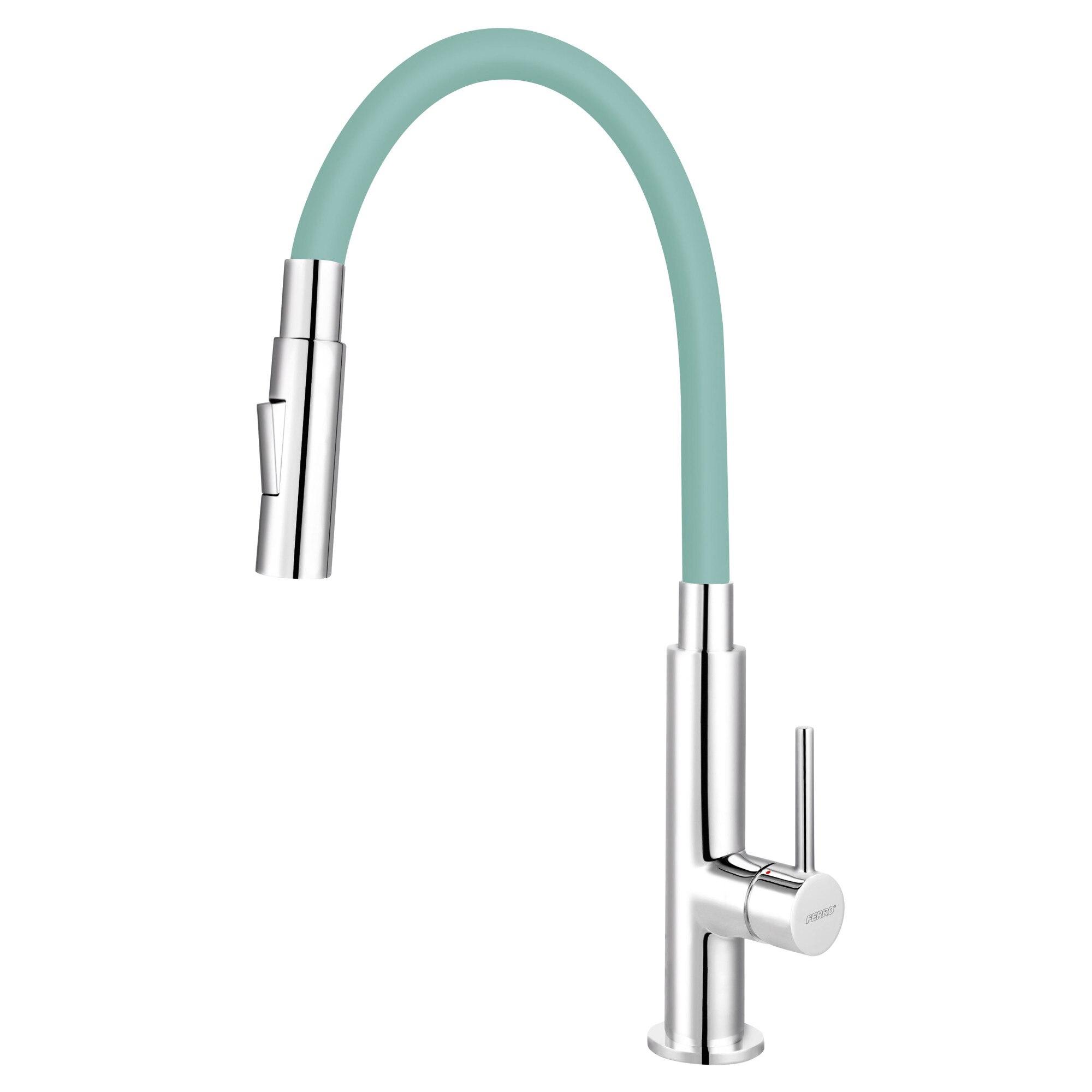 Baterie bucatarie Ferro Zumba III, 2 functii, jet si SLIM, pipa flexibila, menta