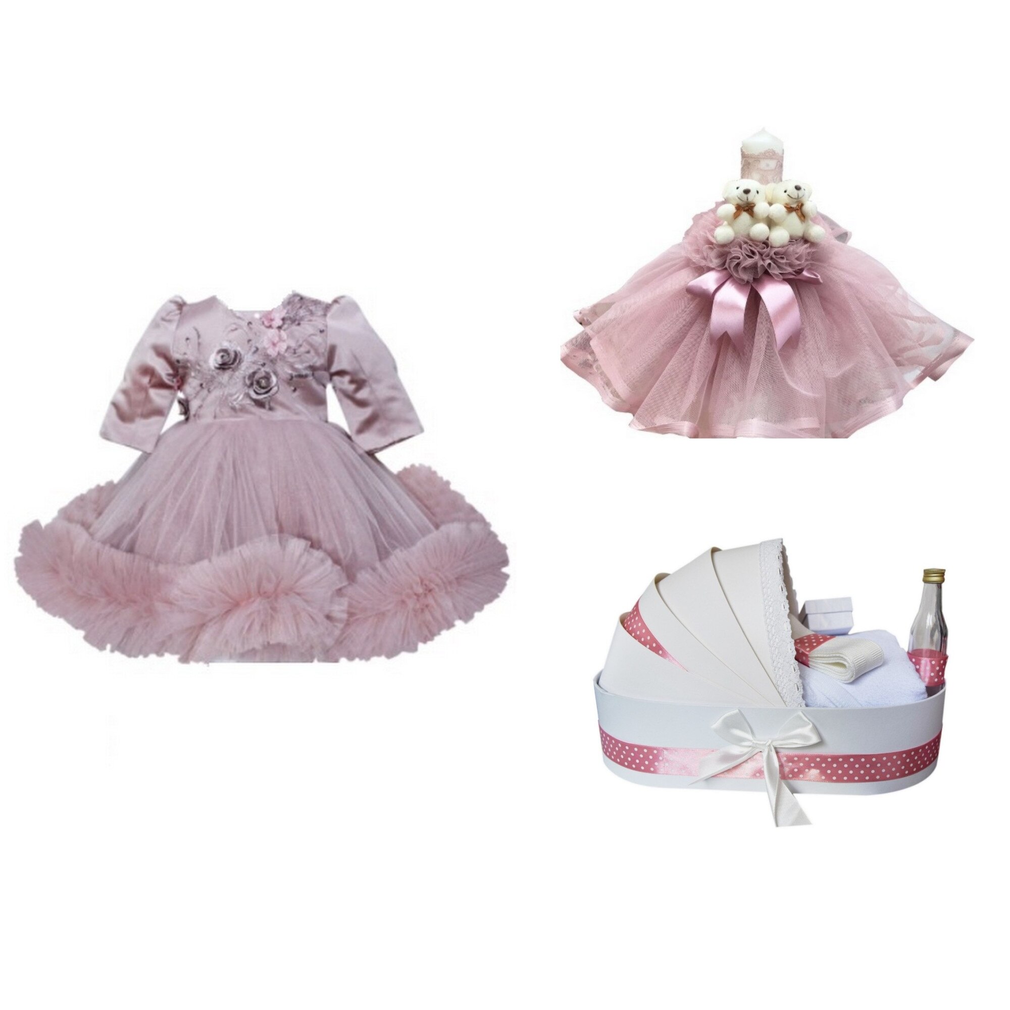 Trusou de botez complet, cu lumanare, prosoape din bumbac Odoras545