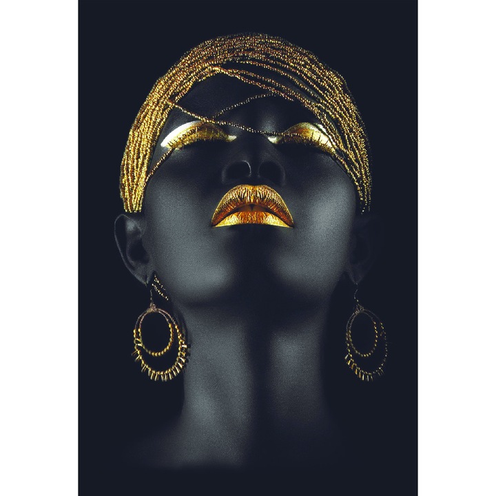 Tablou Canvas - Femeie africana cu parul de aur, 120x80 cm