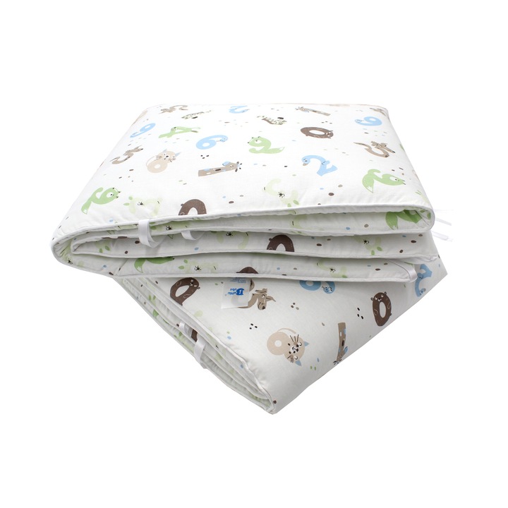 Set Protectie Patut,Bumbac, Set 2 buc x Aparatori laterale, Litere verzi