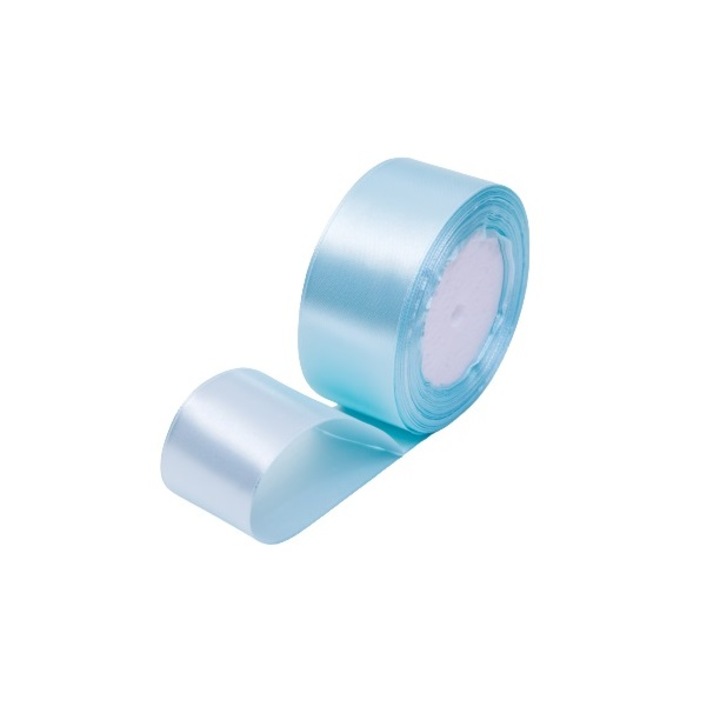 Rola panglica satin, 4cm latime, 22.86 m lungime, culoare albastru deschis