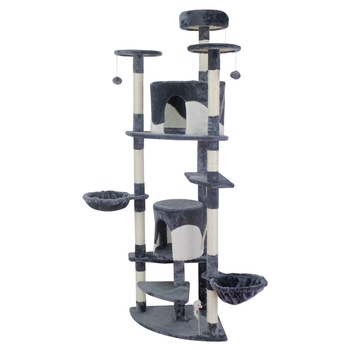 Ansamblu de joaca pentru pisici, Iso Trade, 12 spatii, 200 x 58 x 130 cm, Gri/Alb Ansamblu de joaca pentru pisici, Iso Trade, 12 spatii, 200 x 58 x 130 cm, Gri/Alb