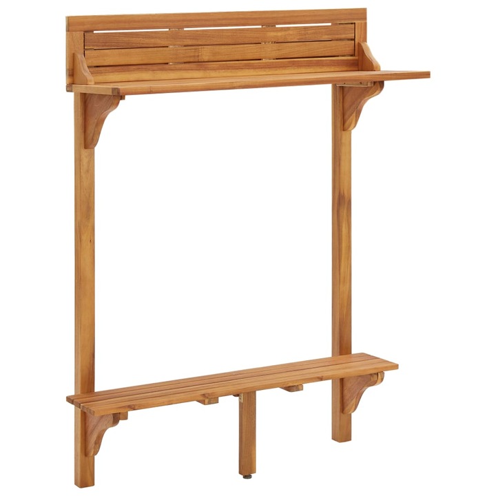 Балконска бар маса vidaXL, 90x37x122,5 см, Акация масив, 10 Kg