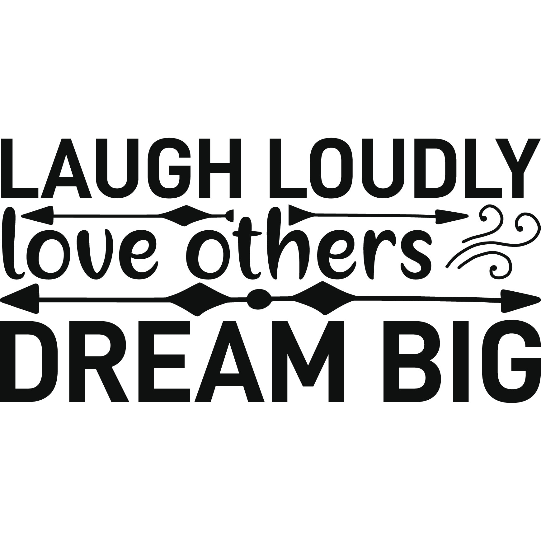 Sticker decorativ perete / geam, Laugh Love Dream, 30x15 cm