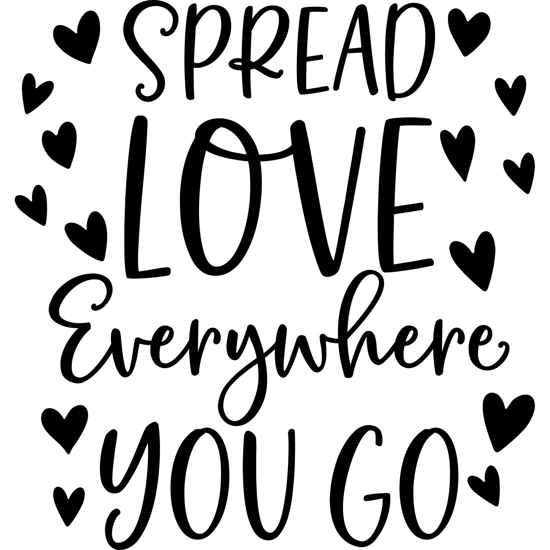 Sticker decorativ perete / geam, Spread love everywhere, 30x37 cm